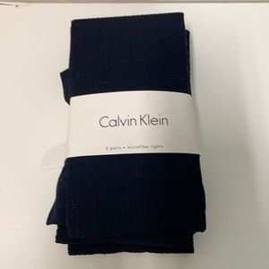 Calvin Klein Microfiber Tights - 2 pairs in black and blue